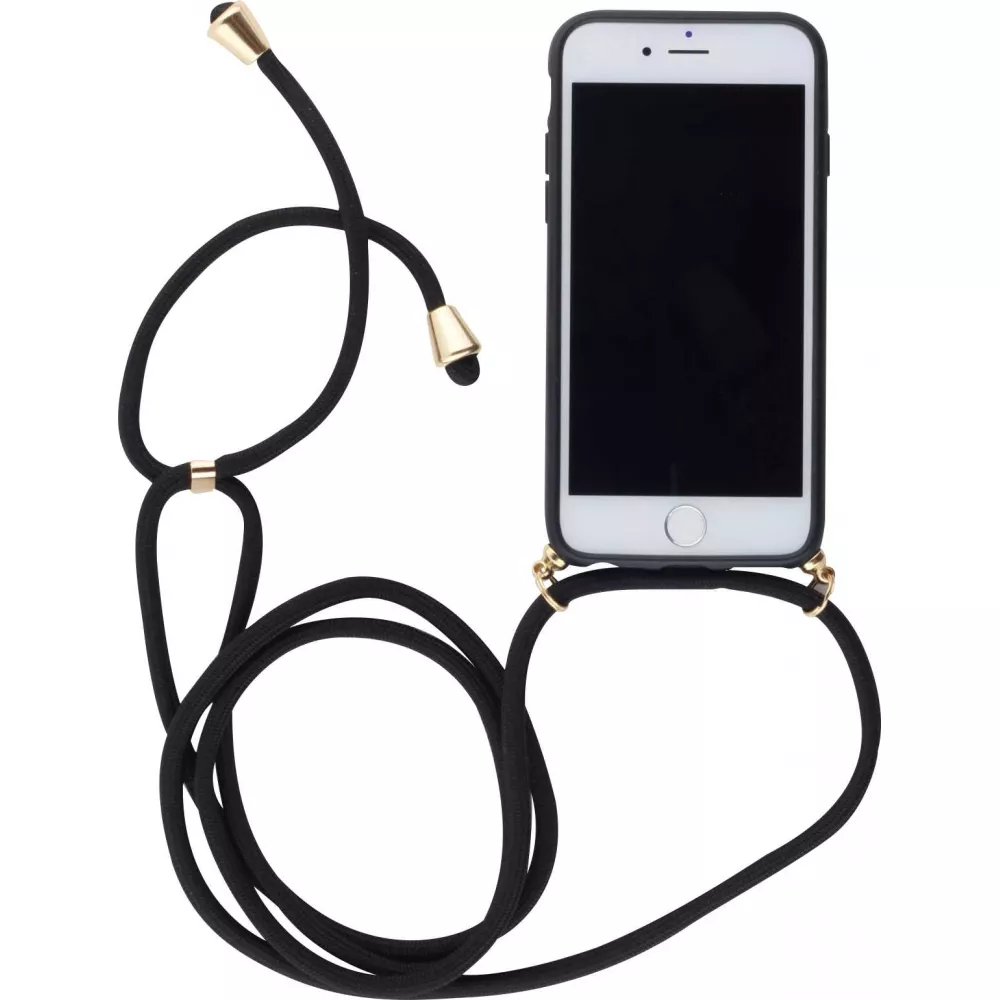 Hülle iPhone 17e / 16e - Bio Eco-Friendly Vegan mit Handykette Necklace - Schwarz