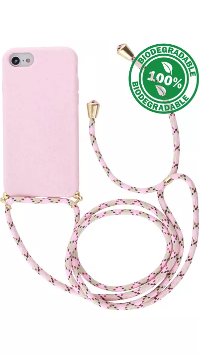 Coque iPhone 17e / 16e - Bio Eco-Friendly nature avec cordon collier - Rose