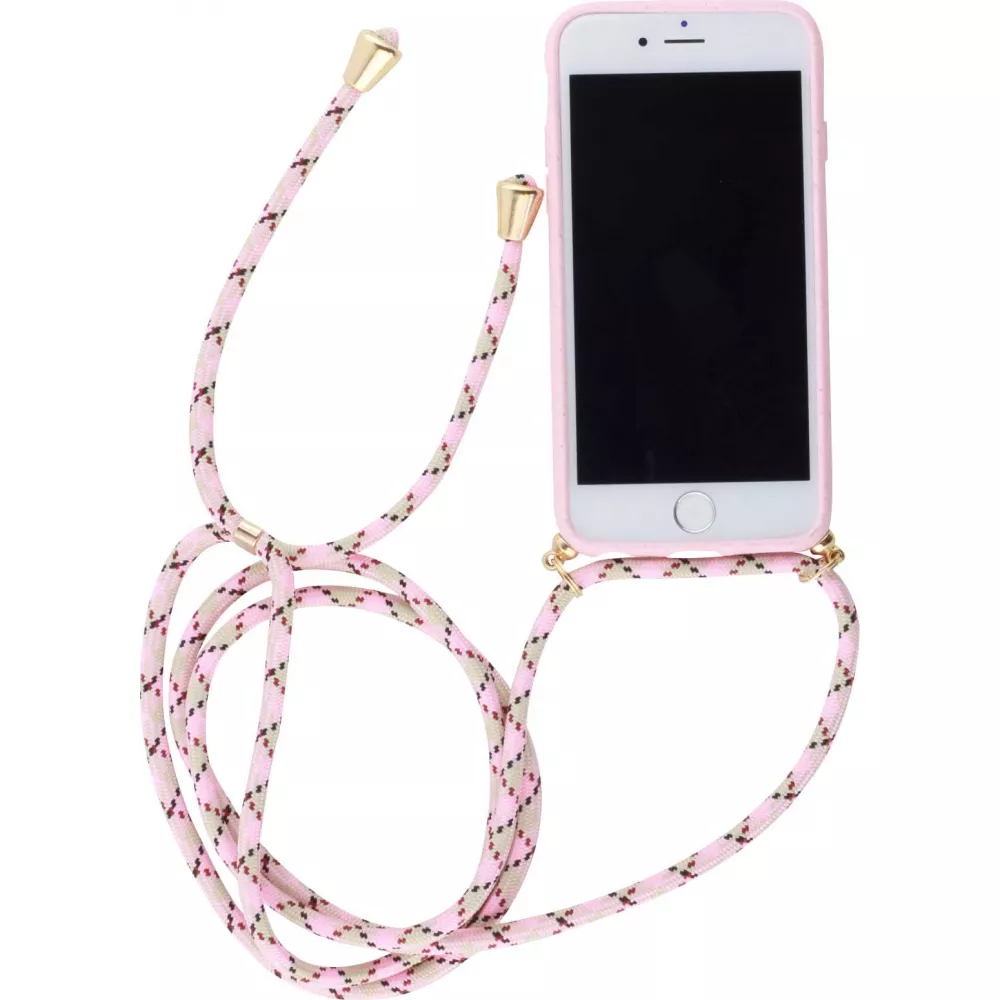 Hülle iPhone 17e / 16e - Bio Eco-Friendly Vegan mit Handykette Necklace - Rosa