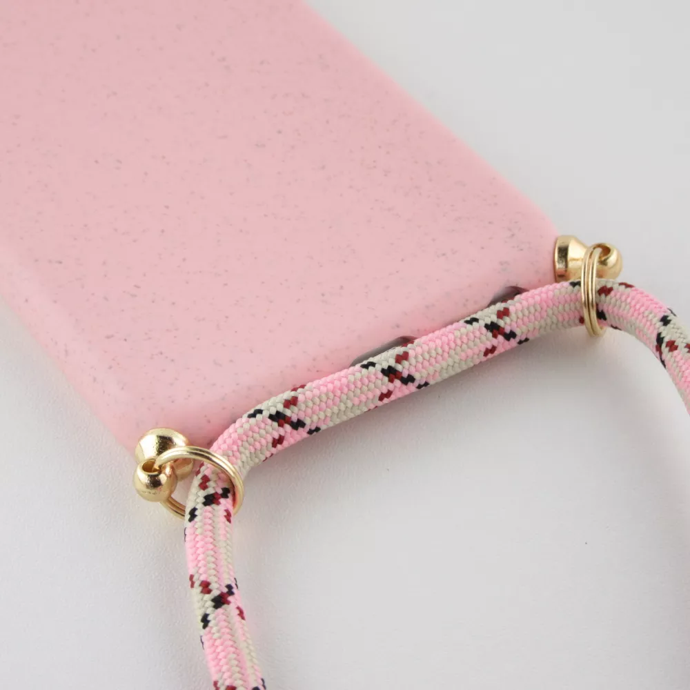 Hülle iPhone 17e / 16e - Bio Eco-Friendly Vegan mit Handykette Necklace - Rosa