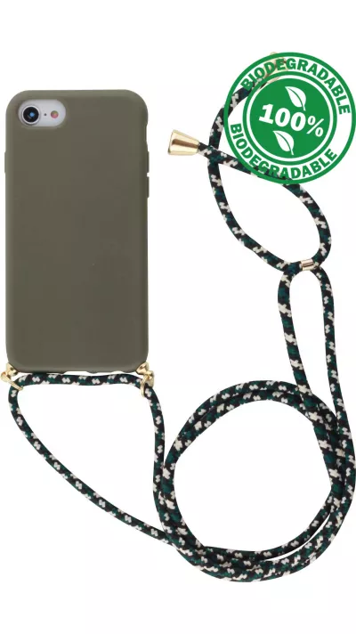 Hülle iPhone 17e / 16e - Bio Eco-Friendly Vegan mit Handykette Necklace - Dunkelgrün