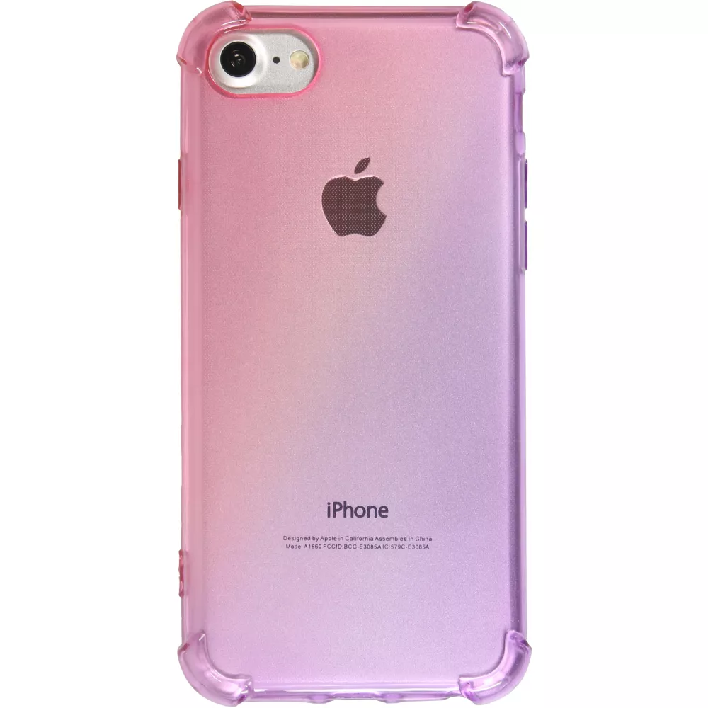 Hülle iPhone 7 / 8 / SE (2020, 2022) - Gummi Bumper Rainbow mit extra Schutz für Ecken Antischock - rosa - Violett