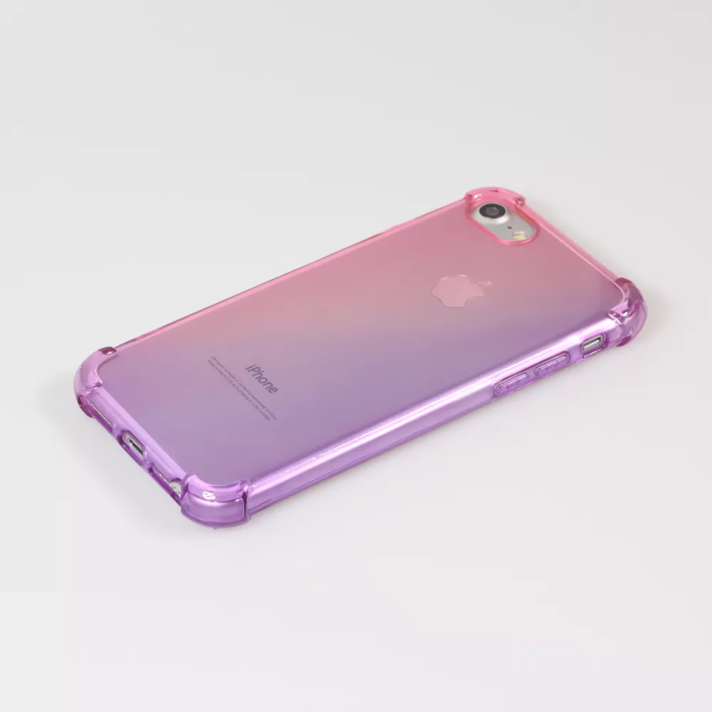 Hülle iPhone 7 / 8 / SE (2020, 2022) - Gummi Bumper Rainbow mit extra Schutz für Ecken Antischock - rosa - Violett