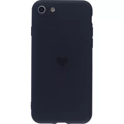 Coque iPhone 7 / 8 / SE (2020, 2022) - Silicone Mat Coeur - Noir