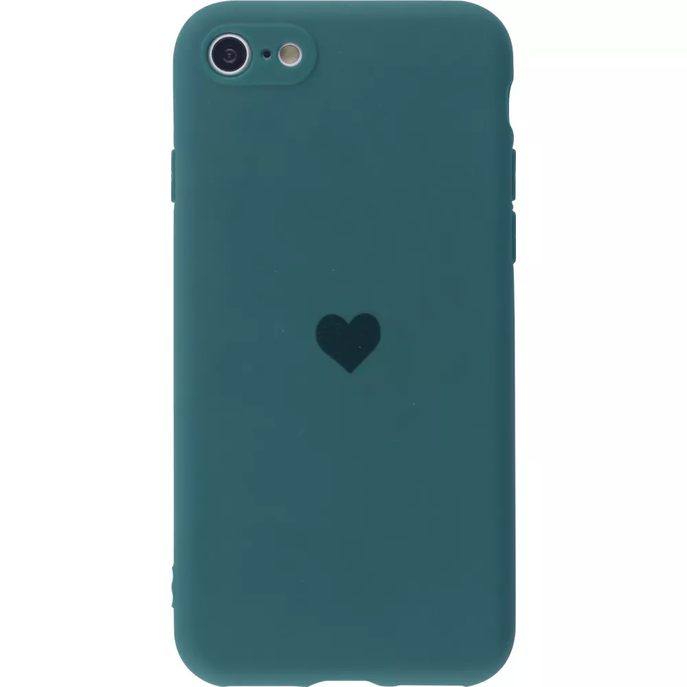 Coque iPhone 7 / 8 / SE (2020, 2022) - Silicone Mat Coeur - Vert foncé