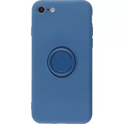 Coque iPhone 7 / 8 / SE (2020, 2022) - Soft Touch avec anneau - Bleu