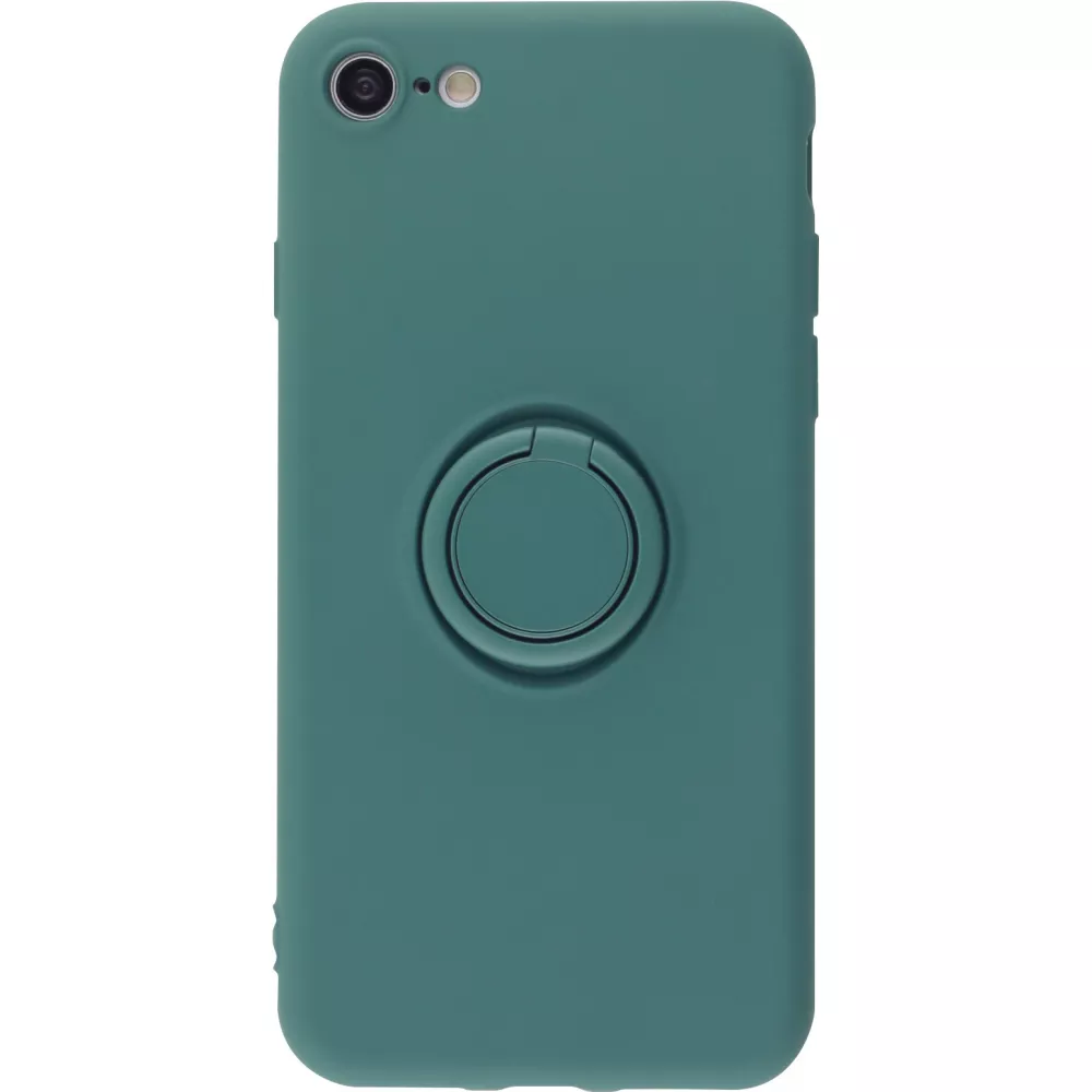 Coque iPhone 7 / 8 / SE (2020, 2022) - Soft Touch avec anneau - Vert foncé
