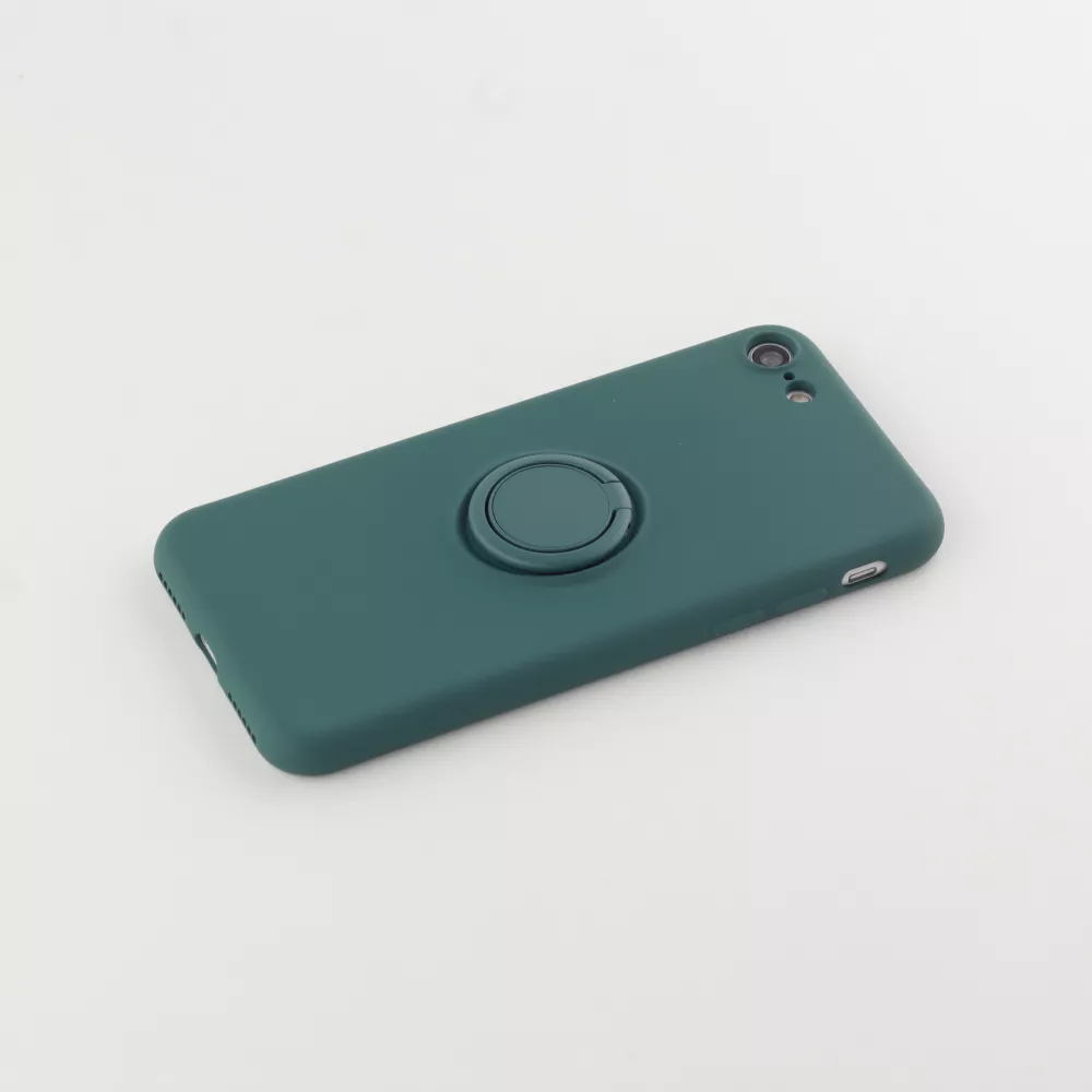 Coque iPhone 7 / 8 / SE (2020, 2022) - Soft Touch avec anneau - Vert foncé