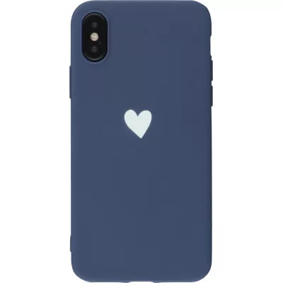 Coque iPhone XR - Gel coeur - Bleu