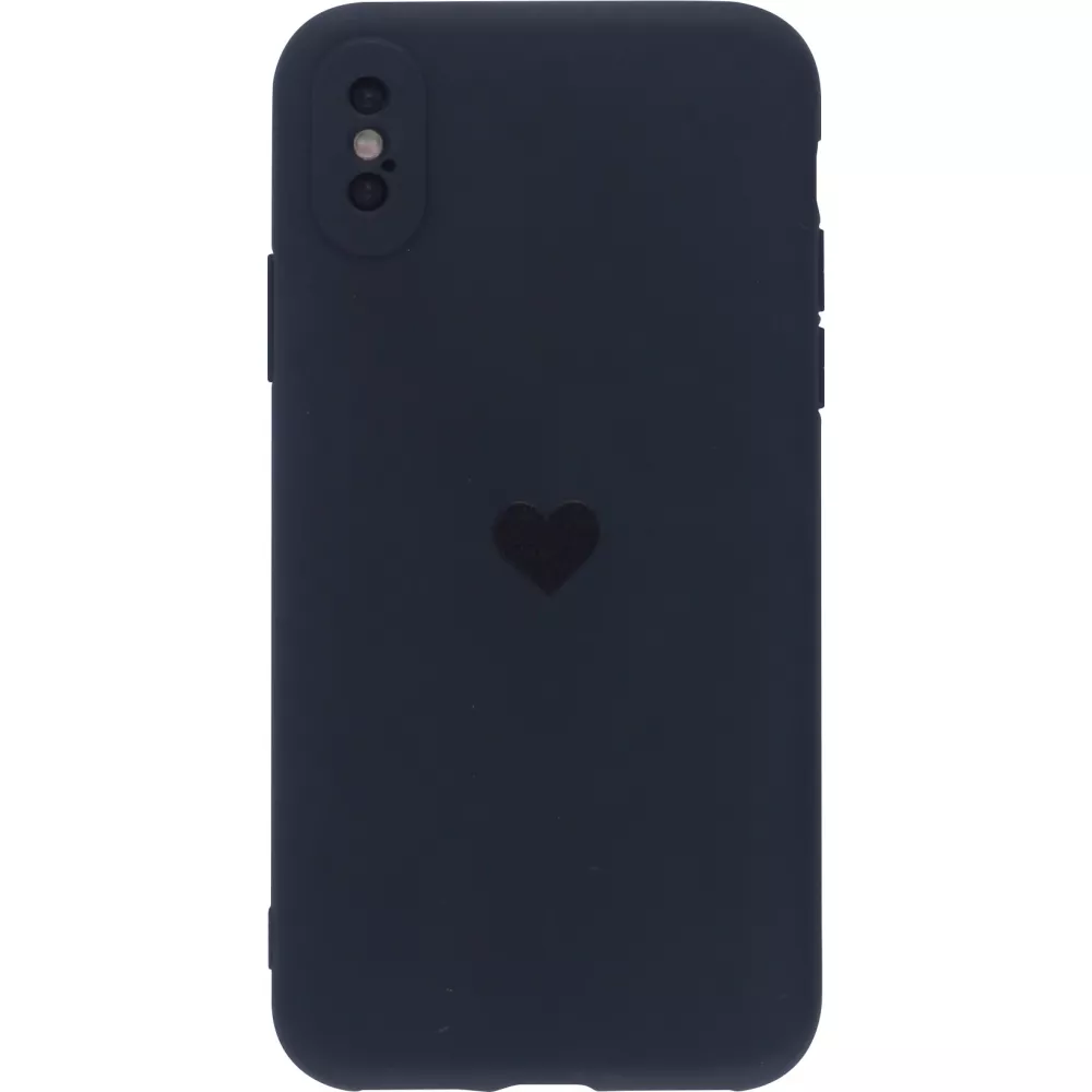 Hülle iPhone X / Xs - Silikon Mat Herz - Schwarz