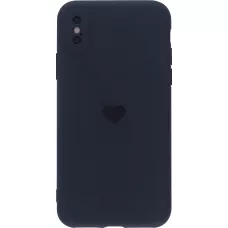 Hülle iPhone X / Xs - Silikon Mat Herz - Schwarz