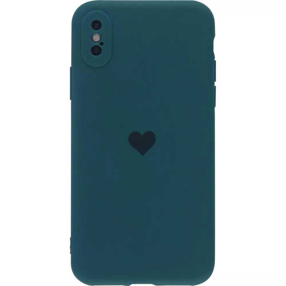 Coque iPhone XR - Silicone Mat Coeur - Vert foncé