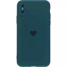 Coque iPhone XR - Silicone Mat Coeur - Vert foncé