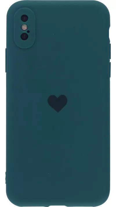 Coque iPhone XR - Silicone Mat Coeur - Vert foncé