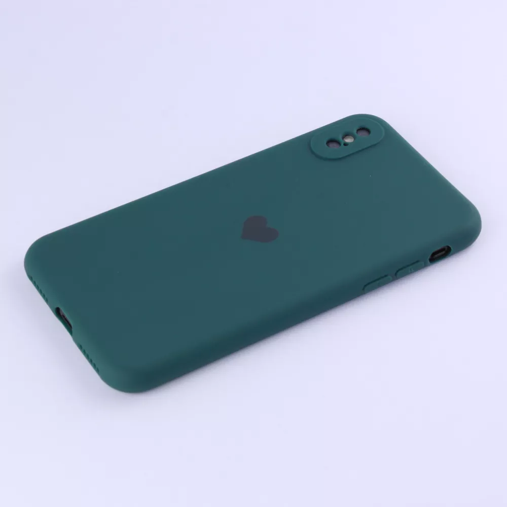 Coque iPhone XR - Silicone Mat Coeur - Vert foncé