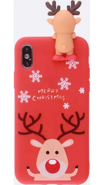 Coque iPhone X / Xs - Silicone Noël renne 3D