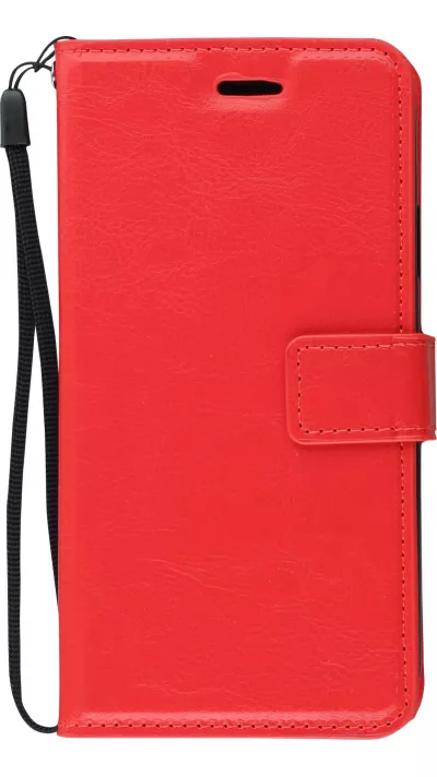 Coque iPhone XR - Premium Flip cuir lisse porte-cartes - Rouge
