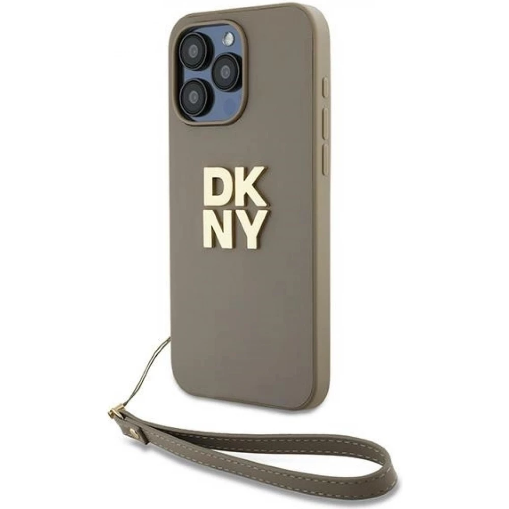 iPhone 15 Pro Max Case H&uuml;lle - DKNY Armband mit abnehmbarem Logo - Beige