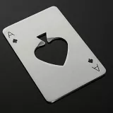 Décapsuleur plat en aluminium avec motif de carte de poker "As de pique" - Argent