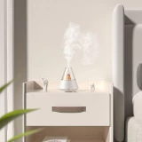 Diffuseur des huiles essentielles 3 en 1 humidificateur & lumière de nuit design volcan + télécommande - Blanc