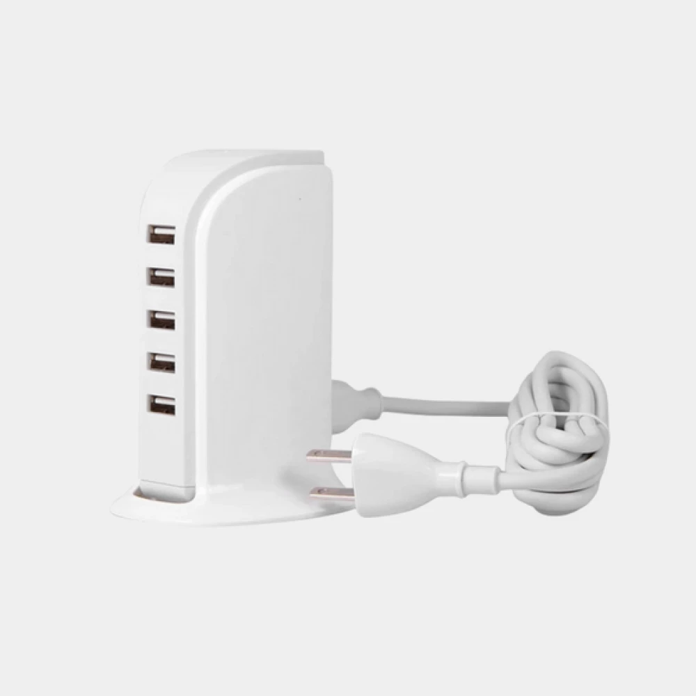 Dudao 5x USB-A Multiport Ladeturm mit integriertem CH-Netzkabel - Weiss