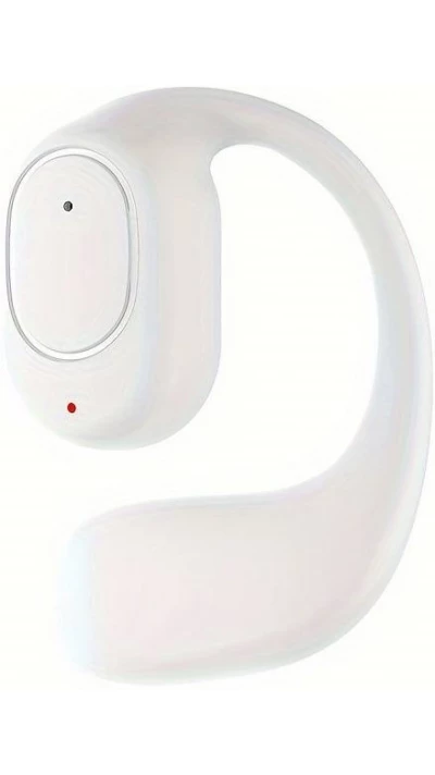 Ecouteur 1pcs sans fil &agrave; conduction osseuse - Oreillette suspendue pour sport + course &agrave; pied + pilote - Blanc