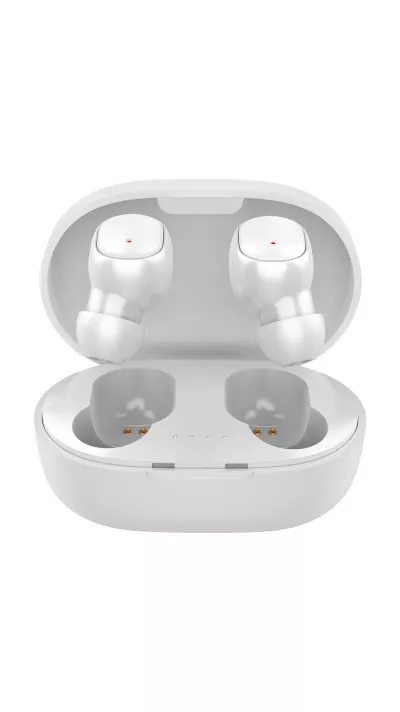 Kabellose Bluetooth Kopfhörer A6S - inkl. Mikrofon, Touch Control und Lade Etui mit LED Anzeige - Weiss