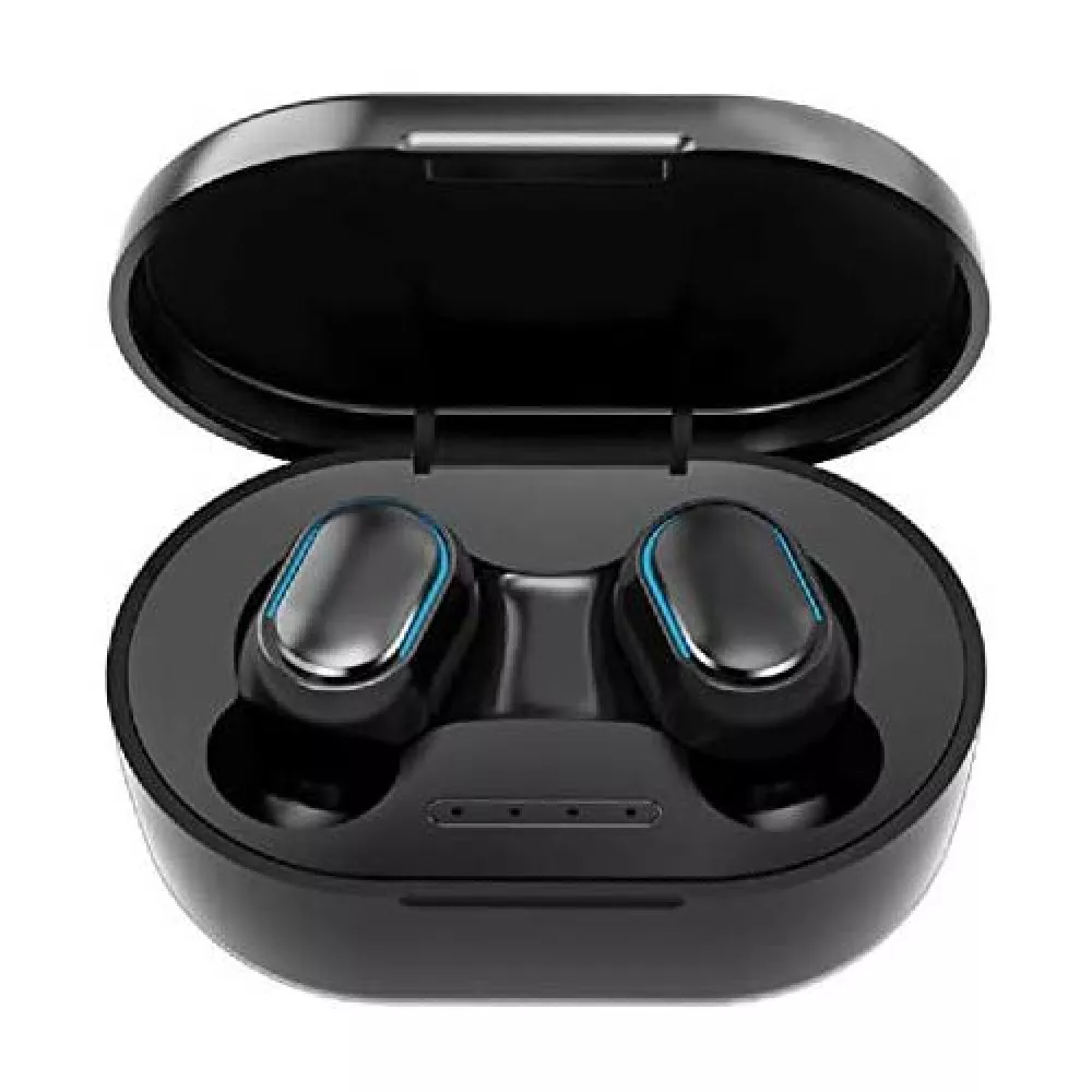 Kabellose Bluetooth Kopfhörer A6S - inkl. Mikrofon, Touch Control und Lade Etui mit LED Anzeige - Schwarz