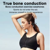 Ecouteurs à conduction osseuse Bluetooth sans fil véritable pour le sport - running - vélo - fitness - Noir