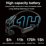 Ecouteurs à conduction osseuse Bluetooth sans fil véritable pour le sport - running - vélo - fitness - Noir