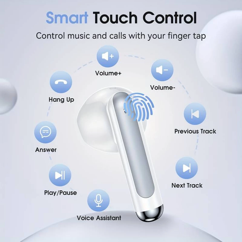 Bluetooth 5.3 In-Ear kabellose Kopfhörer - Ladeetui mit digitaler Batterie Anzeige, USB Type C - Schwarz