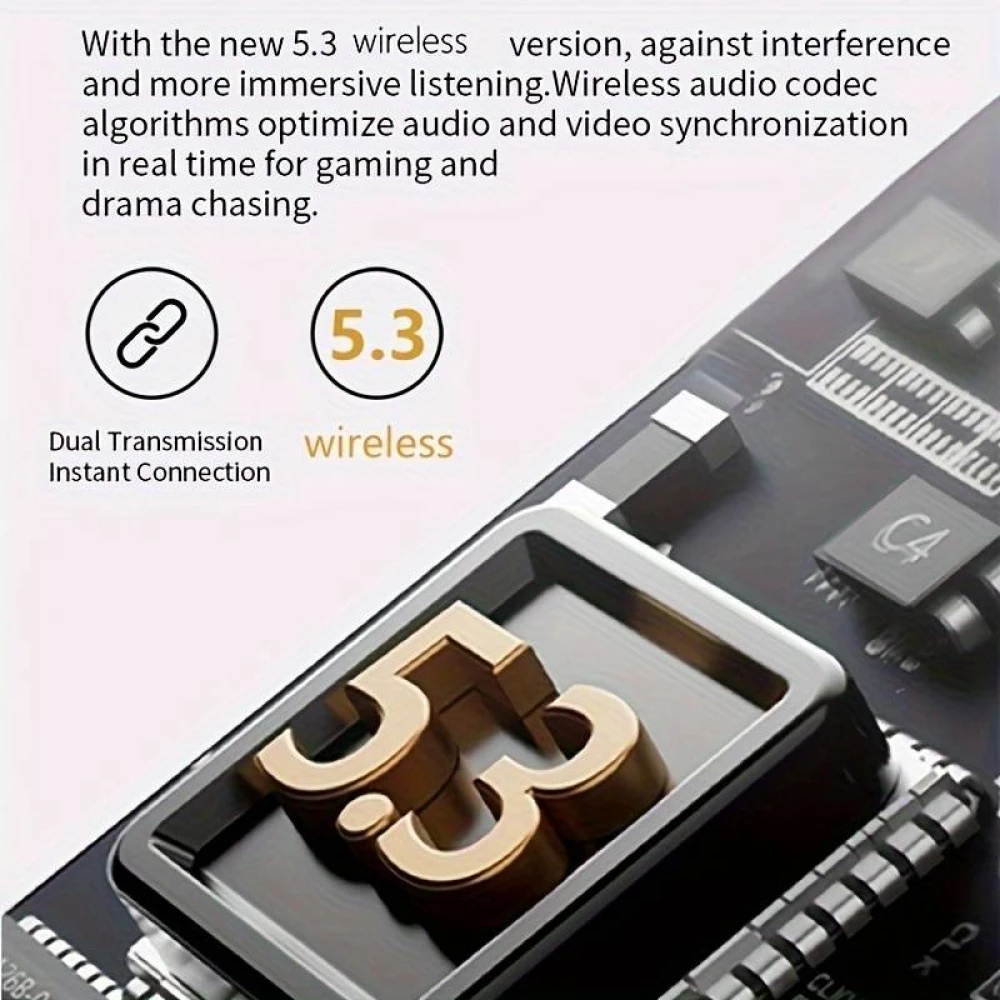 Bluetooth 5.3 In-Ear kabellose Kopfhörer - Ladeetui mit digitaler Batterie Anzeige, USB Type C - Schwarz