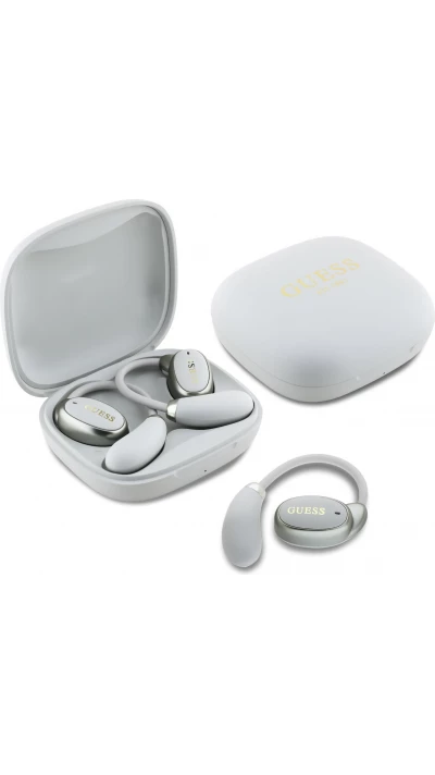 Ecouteurs sans fil Bluetooth Guess OWS &agrave; conduction osseuse satin soft touch - Beige