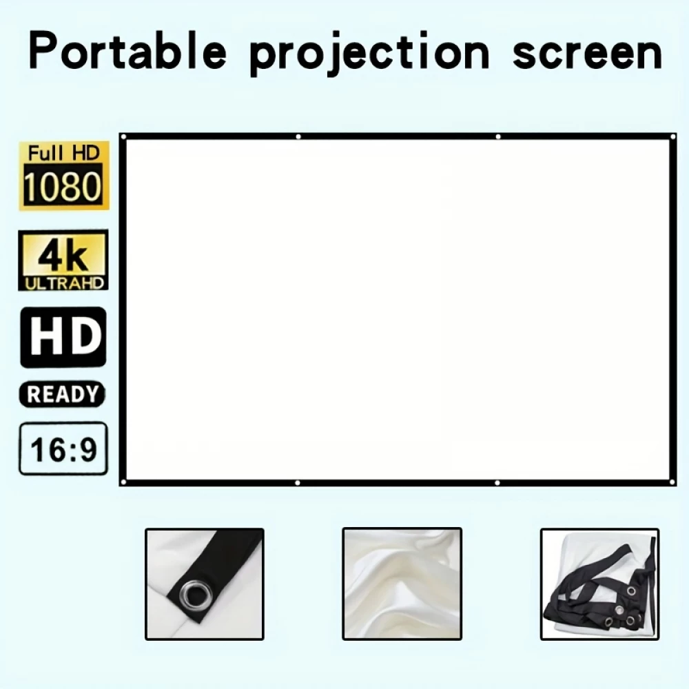 Écran de projection double face 16:9 avec tissu doux facile à nettoyer et à repasser (72 pouces, 182 cm)