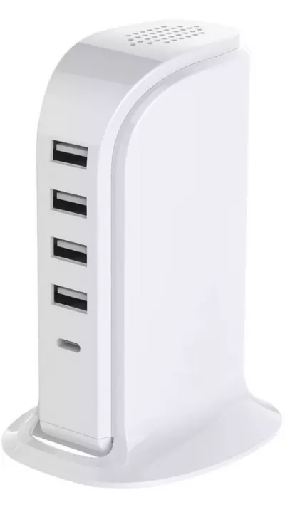 Elégante station USB multiprise 20W avec Qualcomm QC 3.0 - Blanc