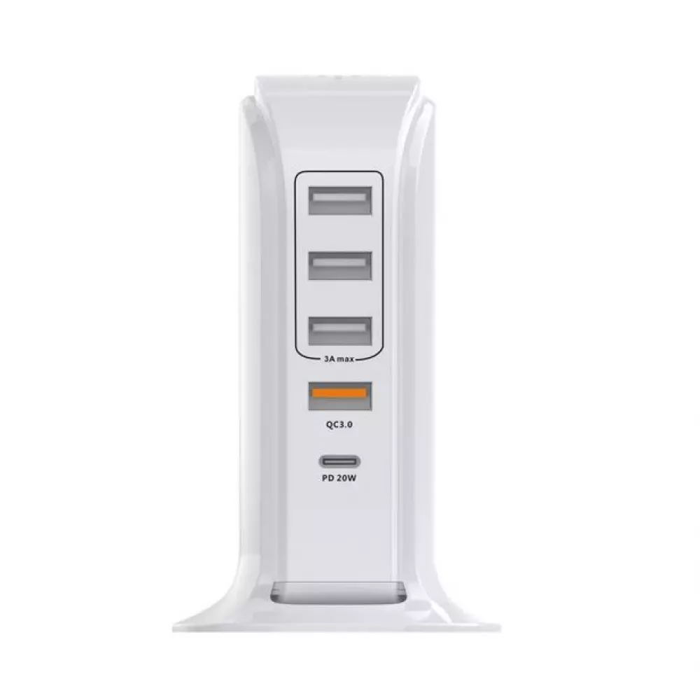 Elégante station USB multiprise 20W avec Qualcomm QC 3.0 - Blanc