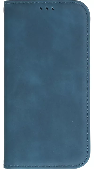 Etui cuir iPhone 11 - Flip Wallet vintage avec fermeture aimantée et compartiment cartes - Bleu