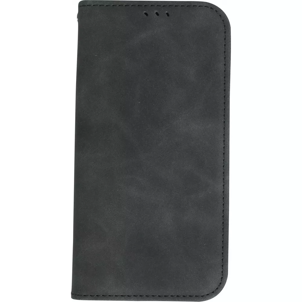 iPhone 7 / 8 / SE (2020, 2022) Leder Tasche - Flip Wallet vintage mit Magnetverschluss und Kartenhalter - Schwarz