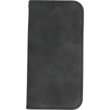 iPhone 7 / 8 / SE (2020, 2022) Leder Tasche - Flip Wallet vintage mit Magnetverschluss und Kartenhalter - Schwarz
