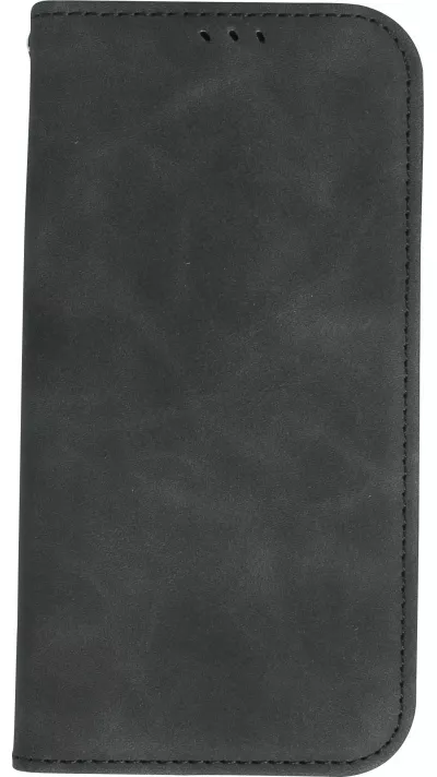Etui cuir iPhone 11 - Flip Wallet vintage avec fermeture aimantée et compartiment cartes - Noir