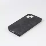 iPhone 7 / 8 / SE (2020, 2022) Leder Tasche - Flip Wallet vintage mit Magnetverschluss und Kartenhalter - Schwarz