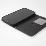 iPhone 7 / 8 / SE (2020, 2022) Leder Tasche - Flip Wallet vintage mit Magnetverschluss und Kartenhalter - Schwarz