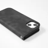 iPhone 7 / 8 / SE (2020, 2022) Leder Tasche - Flip Wallet vintage mit Magnetverschluss und Kartenhalter - Schwarz