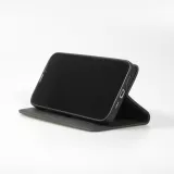 iPhone 7 / 8 / SE (2020, 2022) Leder Tasche - Flip Wallet vintage mit Magnetverschluss und Kartenhalter - Schwarz