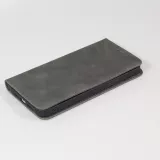 Leder Tasche Case iPhone 15 Pro - Flip Wallet vintage mit Magnetverschluss und Kartenhalter - Grau