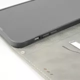 Leder Tasche Case iPhone 15 Pro - Flip Wallet vintage mit Magnetverschluss und Kartenhalter - Grau