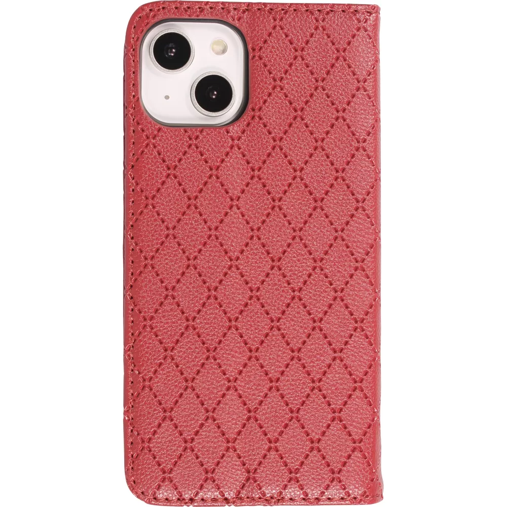 iPhone 14 Leder Tasche - Flip Wallet prestige Design - Rot