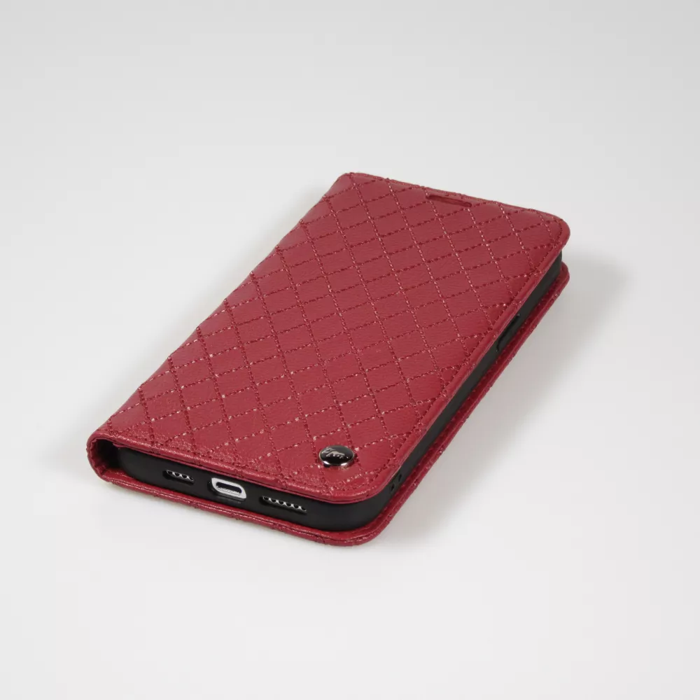 iPhone 14 Leder Tasche - Flip Wallet prestige Design - Rot