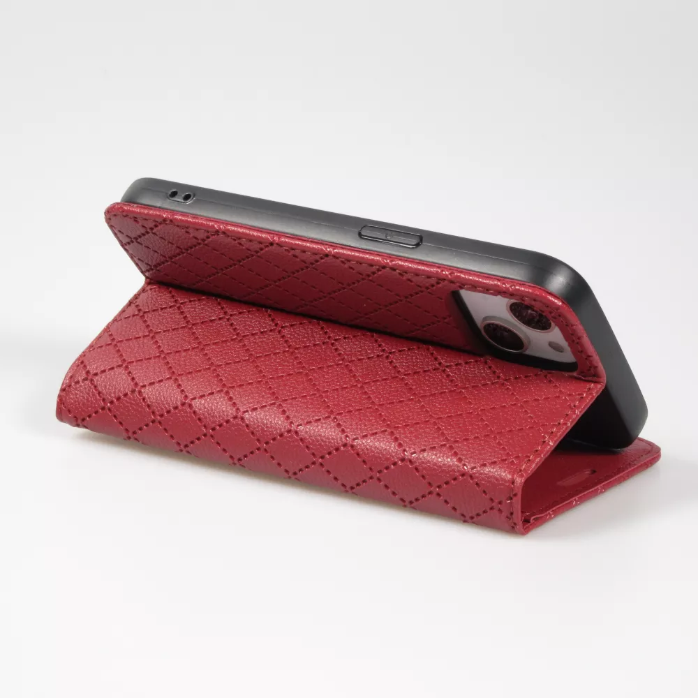 iPhone 14 Leder Tasche - Flip Wallet prestige Design - Rot