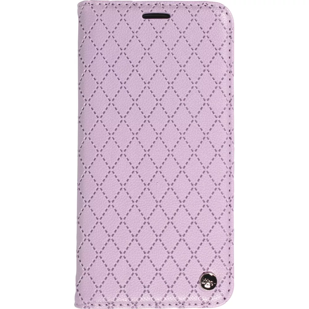 iPhone 14 Leder Tasche - Flip Wallet prestige Design - Violett